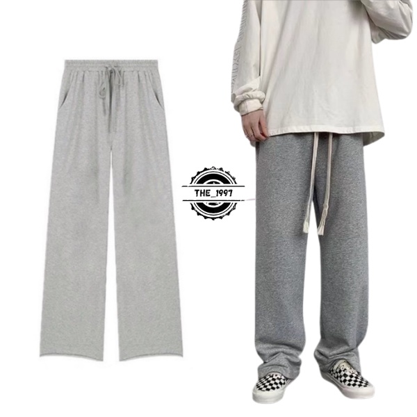 Quần nỉ xám ống rộng nam nữ dáng suông,unisex chất vải cao cấp