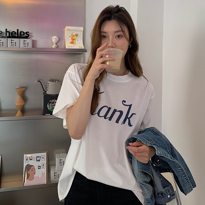 SUXI Áo Thun Nữ Mùa Hè Dáng Rộng Tay Ngắn In Chữ Hàng Mới