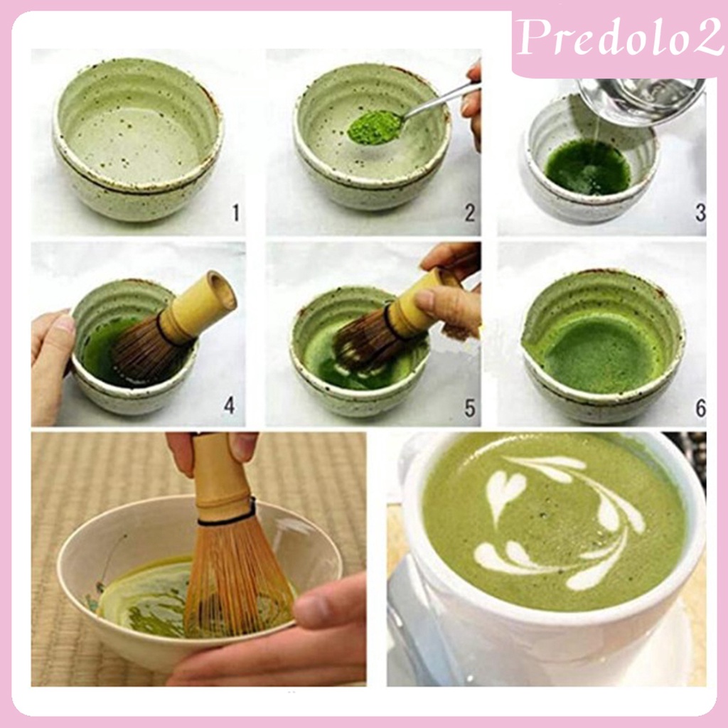 Bộ Dụng Cụ Khuấy Trà Matcha Bằng Tre + Muỗng Tre + Gốm Sứ Màu Đen