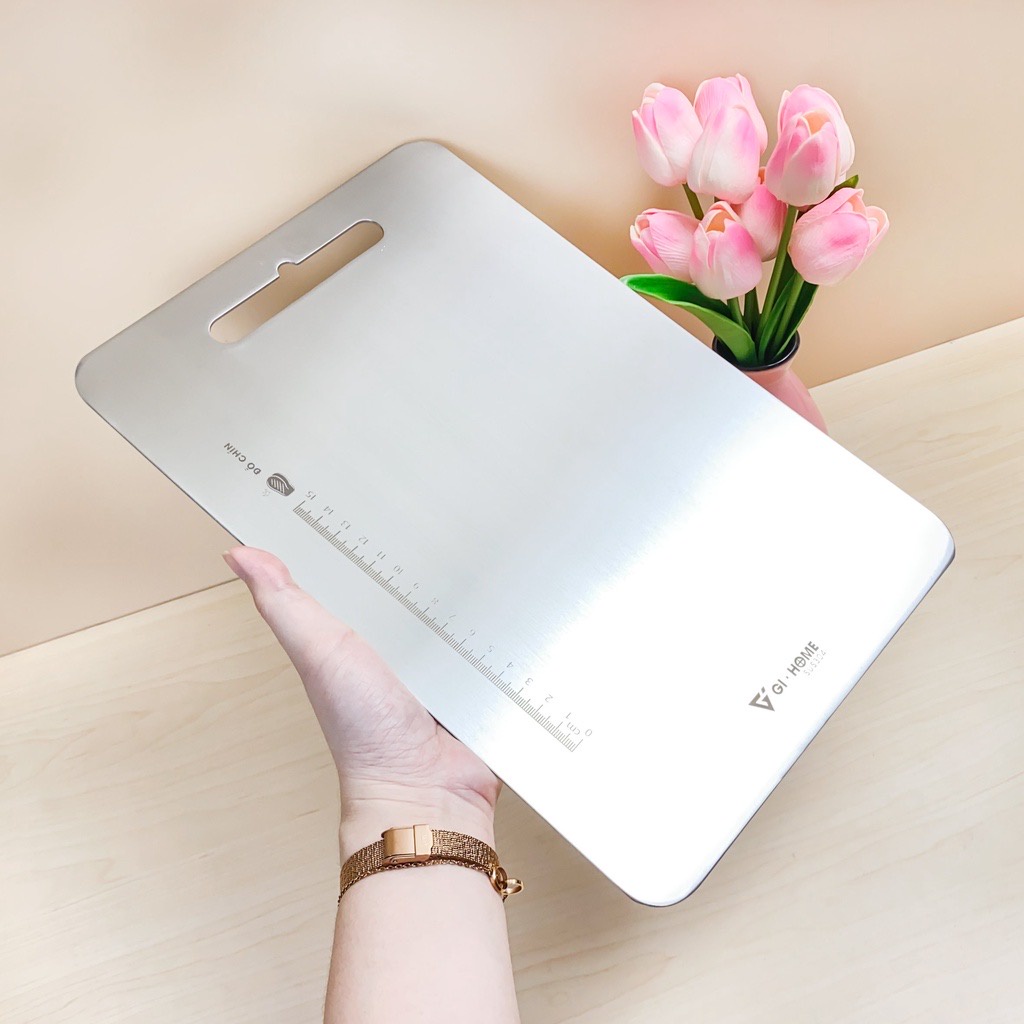 Thới inox 304 kháng khuẩn, thớt inox 2 mặt cao cấp, thới Gihome size lớn