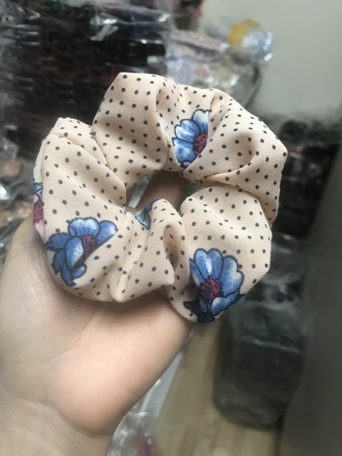 Sỉ 10 dây buộc tóc scrunchie vải bản to 4,5-5cm