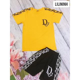 Bộ cộc tay cotton chữ dior hàng siêu đẹp cho bé trai 20-22kg