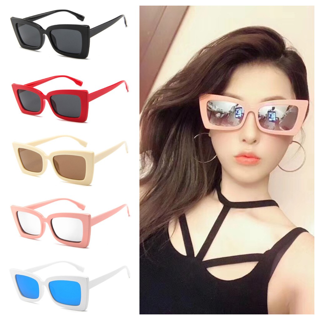 [Mã FAK123 hoàn 12K xu đơn bất kỳ] Vintage Eyeglass Sun Protection Sunglasses Square Frame Fashion Accessories