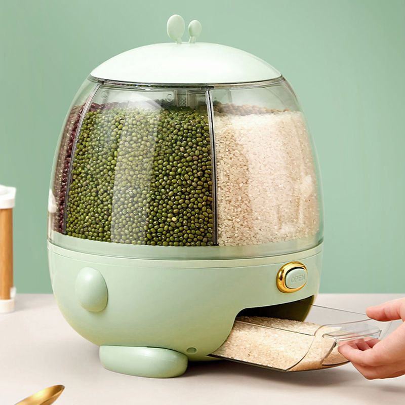 Thùng đựng gạo, ngũ cốc tai thỏ siêu xinh 5 ngăn chống ẩm mốc