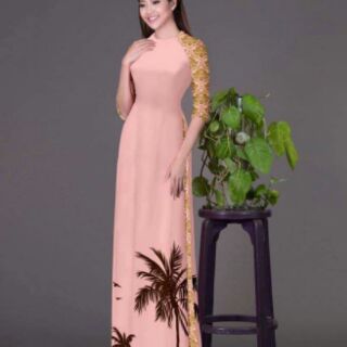 Vải áo dai in 3D lụa nhật cả bộ