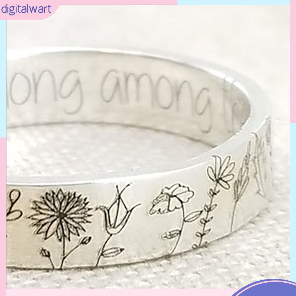 Nhẫn Hợp Kim Khắc Chữ Và Hoa Bồ Công Anh Thời Trang