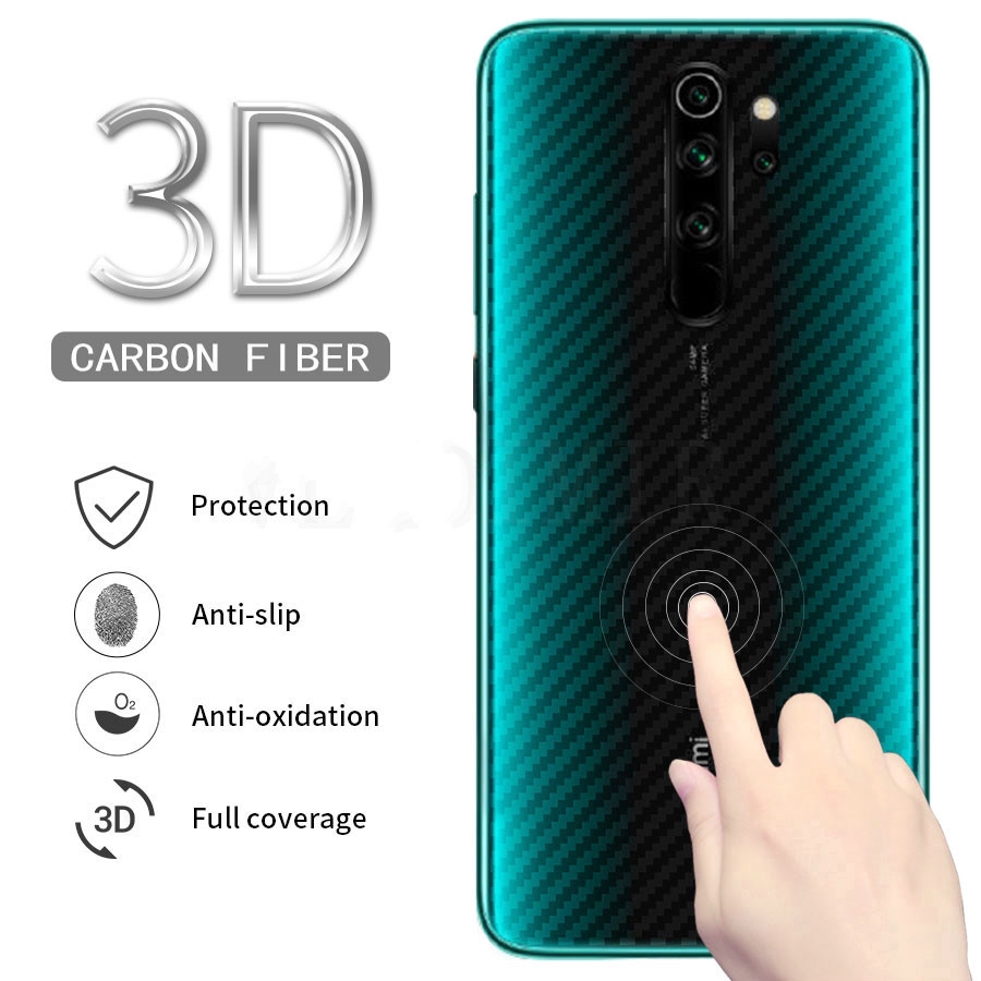 Set 3 miếng dán phim mặt lưng cho điện thoại bằng sợi carbon phù hợp cho Xiaomi Redmi Note 8 Pro Note 7 Pro