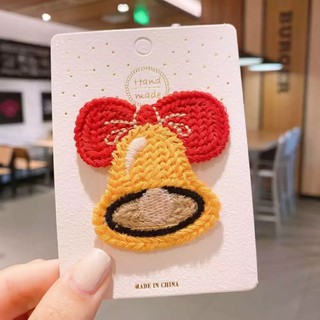 Kẹp tóc hình Noel thêu len Hanmade cho bé