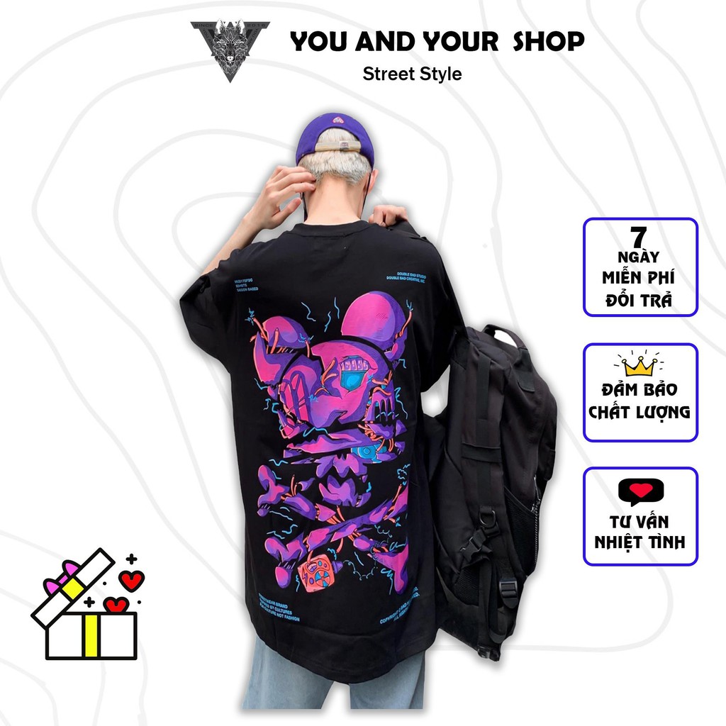 Áo Thun tay lỡ YAYSHOP phông unisex nam nữ chất cotton mềm mịn CRACKEN họa tiết kèm tag-logo cực ngầu