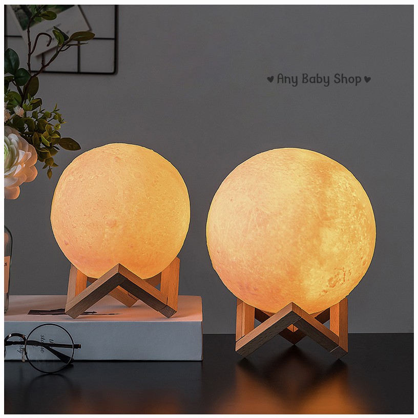 Đèn LED để bàn,trang trí quán Coffee 3D hình trăng tròn + đế gỗ sang chảnh(được tặng kèm pin-hàng có sẵn)  ❣❣
