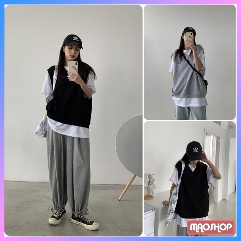 Áo Gile Ulzzang vải dày dặn, Áo len gile nữ phong cách Hàn Quốc - Maomao