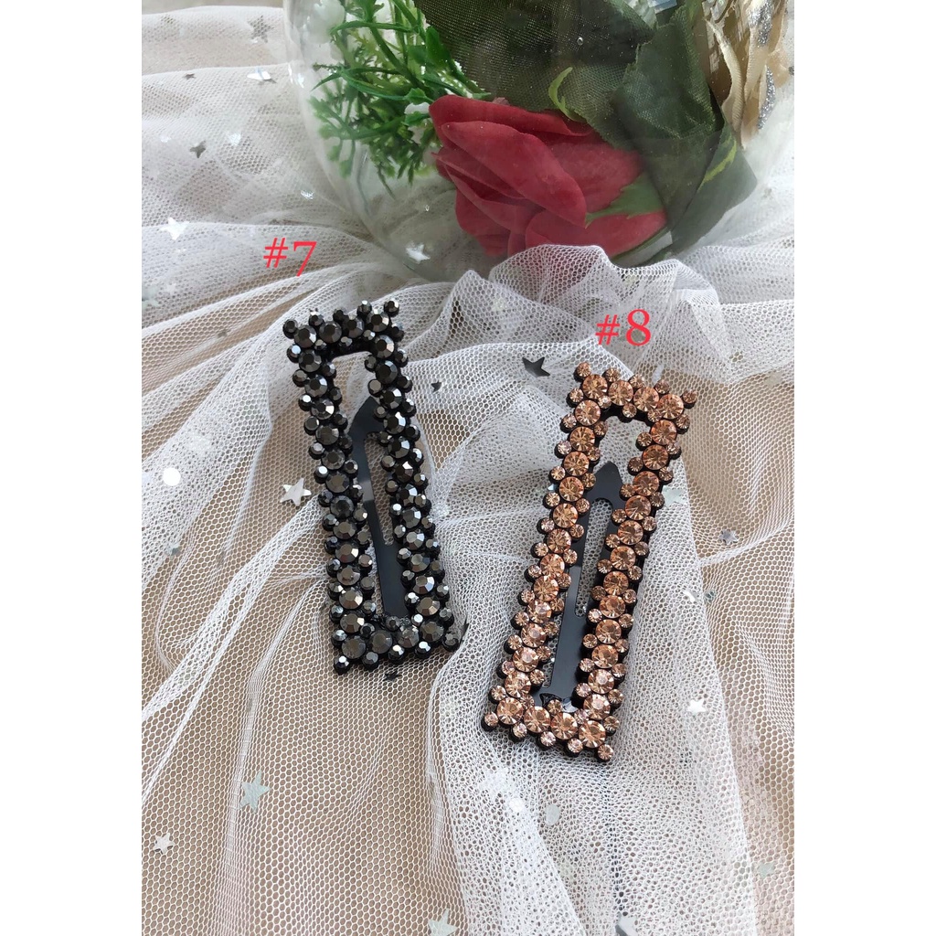 [Mã FAMARAL1 giảm 10K đơn 50K]Kẹp tóc mái đính hạt đá màu dạng bật