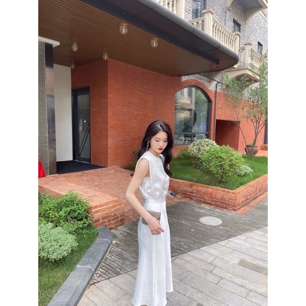 ( Ảnh thật ) S0621 Set áo tay hến và chân váy dài
