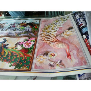 Tranh dán tường 3D Cẩm Thạch Khổng Tước MS02