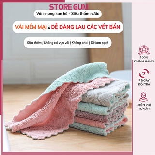Khăn lau đa năng bếp, bát đĩa, cốc chén thấm nước chống dính dầu mỡ hai mặt