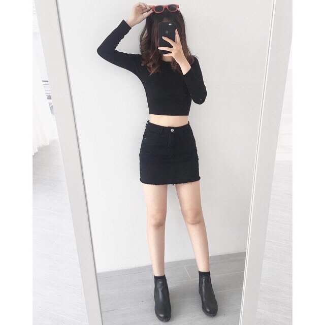 Áo croptop dài tay_áo tập thể thao