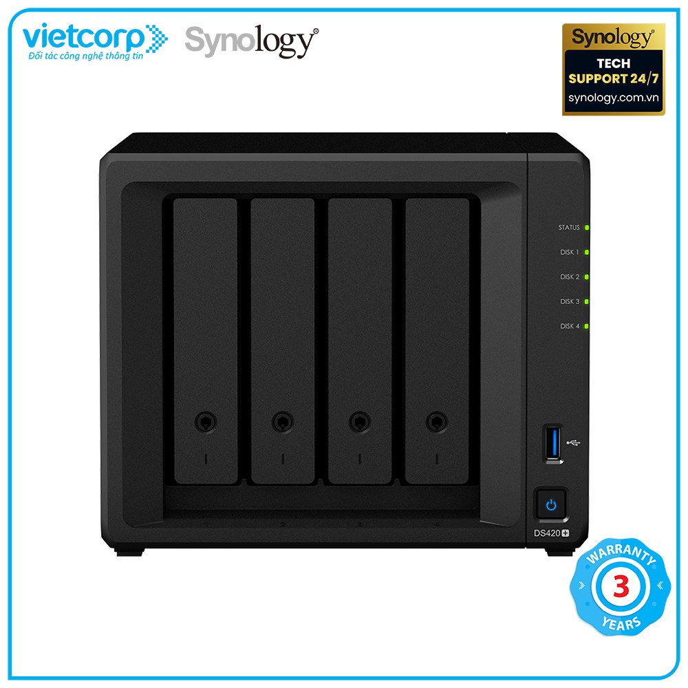 Thiết bị lưu trữ mạng NAS Synology DS420+ - Hàng chính hãng