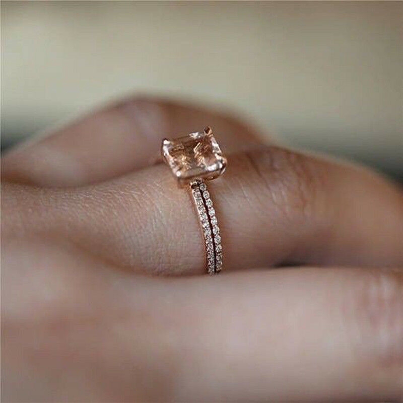 Nhẫn đính đá Topaz màu trắng vàng hồng thời trang thanh lịch