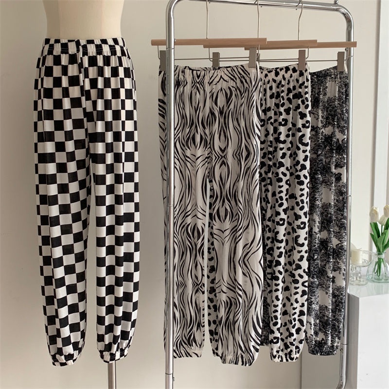 Quần harem Lưng Thun Co Giãn Dáng Rộng Họa Tiết Kẻ Ô Thời Trang Xuân Hè Mới Cho Nữ