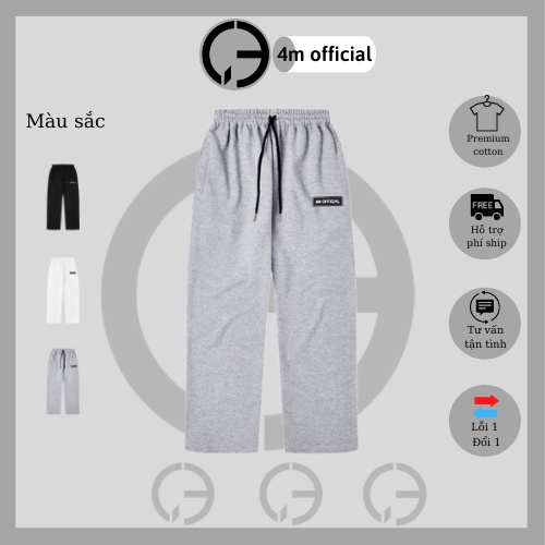 Quần thun ống suông ống rộng nam nữ 4M OFFICIAL, Quần Basic Track Pants chất nỉ cao cấp