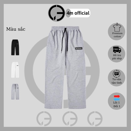 Quần thun ống suông ống rộng nam nữ 4M OFFICIAL, Quần Basic Track Pants chất nỉ cao cấp, vải co dãn tốt | BigBuy360 - bigbuy360.vn