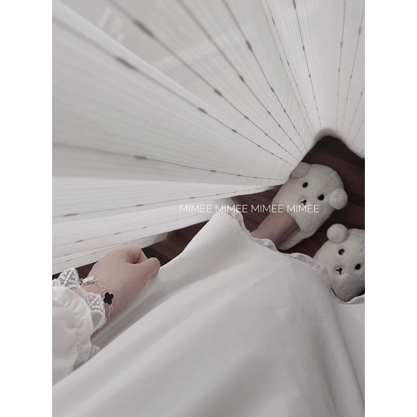 Váy ngủ trắng bánh bèo cotton sữa mimee