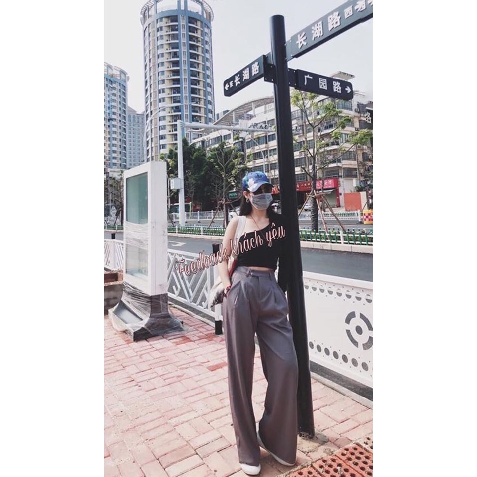 Quần suông ống rộng nữ Delys quần ống rộng nữ lưng cao dáng xuông | BigBuy360 - bigbuy360.vn