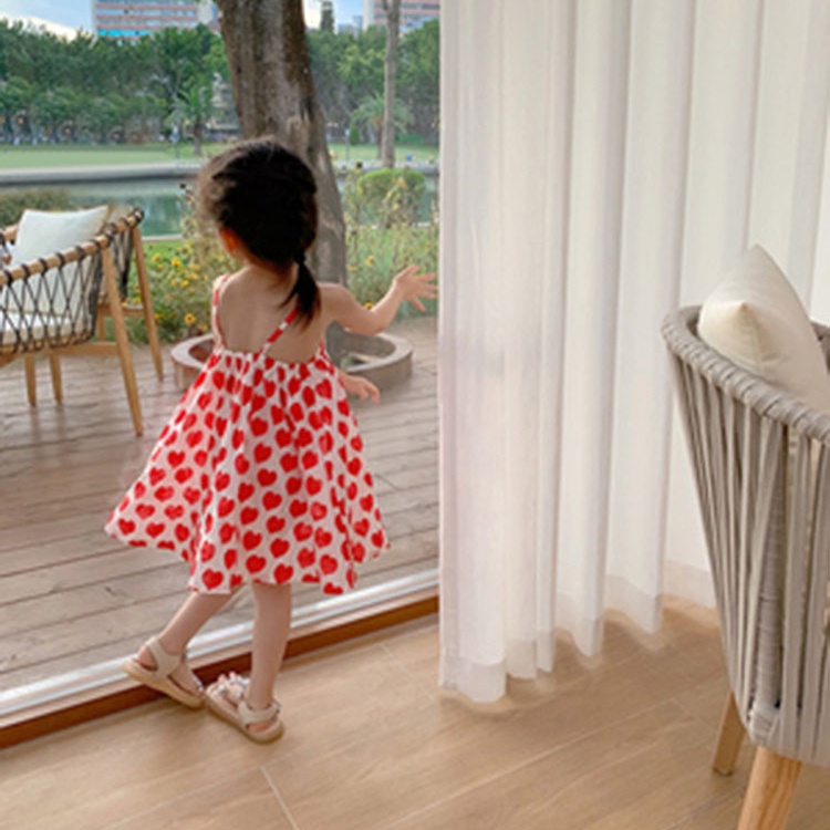 Đầm Hai Dây Họa Tiết Hoa Xinh Xắn Cho Bé Gái 1-5 Tuổi