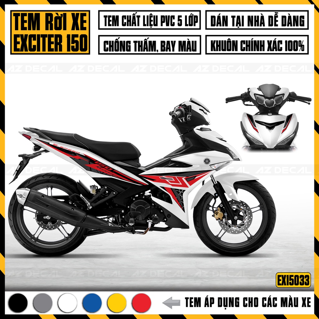 Tem Exciter 150 Mẫu S-Speed | EX15033 | Team Decal Hình Dán Xe Máy Ex 150 Xanh Trắng Đen Cao Cấp Chống Nước