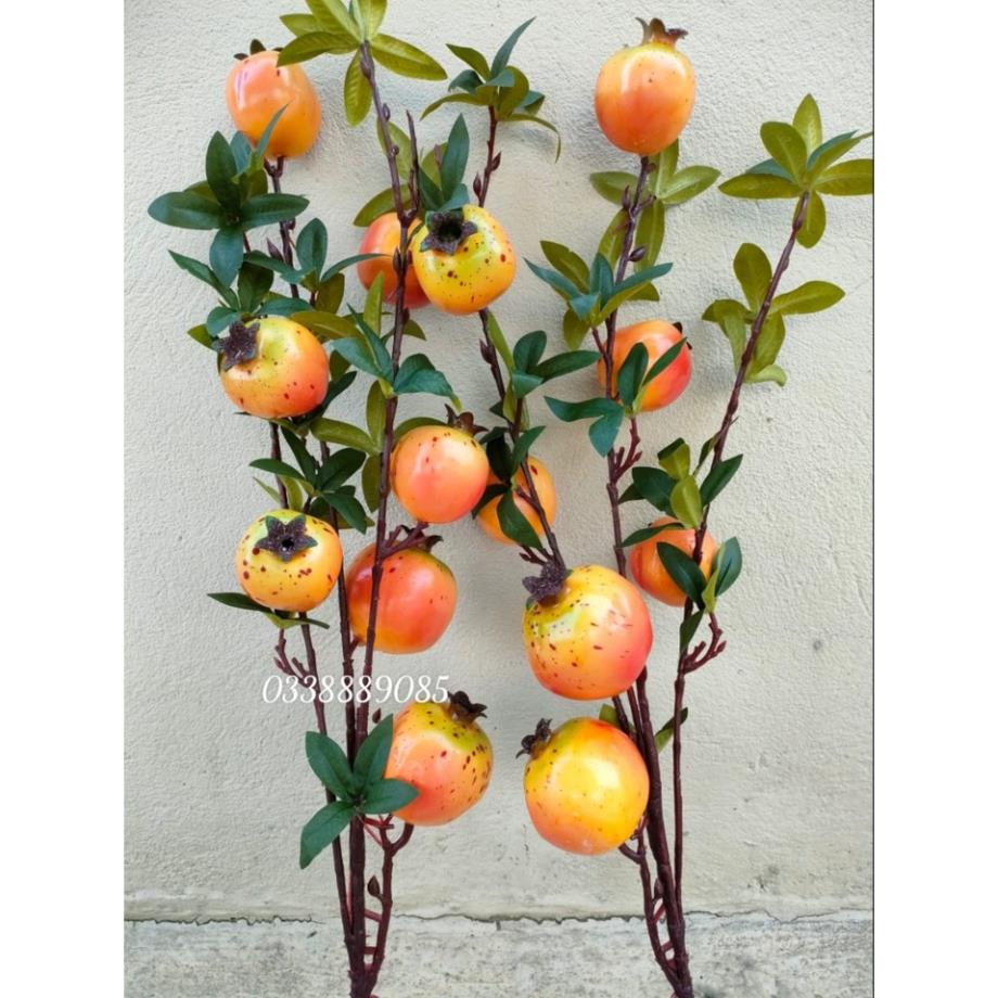 Cành lựu trang trí 9 quả lớn 2 hoa dài 100cm