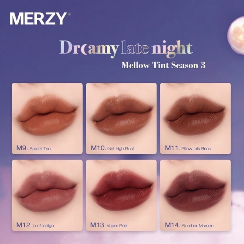 [M9-M17] Son kem lì Merzy Dreamy Late Night Mellow Tint (Có Sẵn)