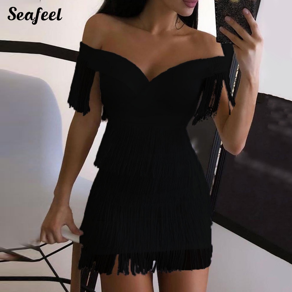 Váy body Phối Tua Rua Chống Mài Mòn Thời Trang Quyến Rũ Cho Nữ