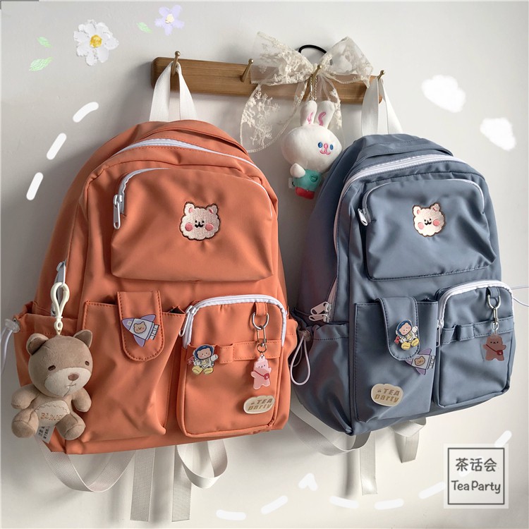 Balo nữ logo mèo dễ thương tặng kèm 3 sticker