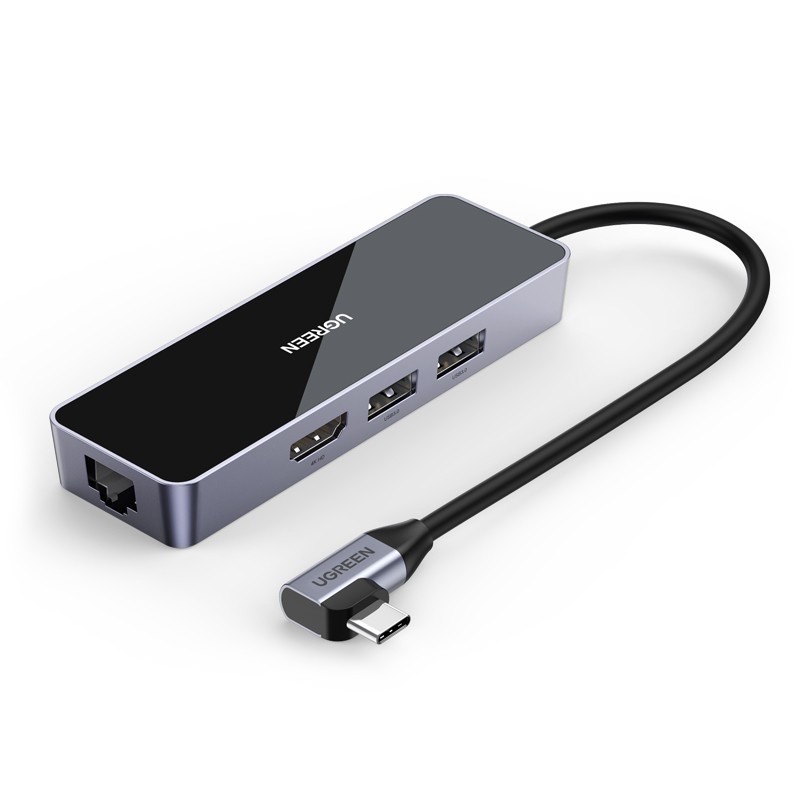 Hub USB C Chính hãng Ugreen 80546 CM350 (Type C ra HDMI 4K+2USB3.0+Lan 1GB)