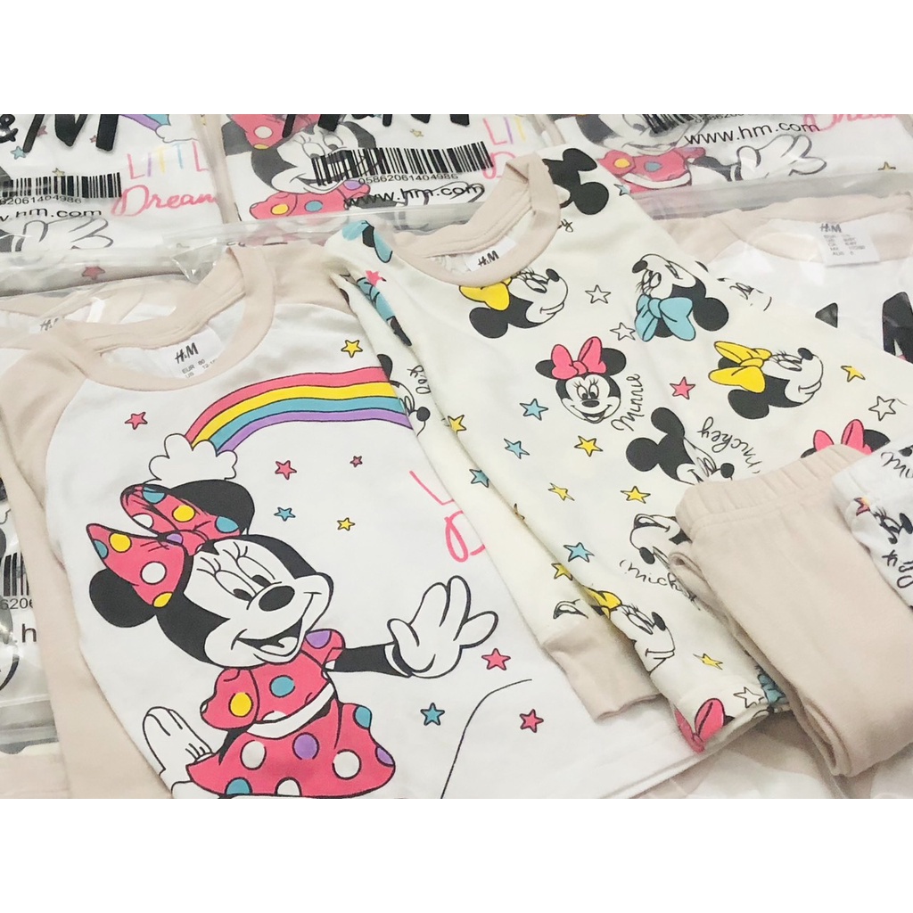 Bộ dài tay thu đông cho bé gái - Set 2 bộ Minnie HM siêu đẹp cho bé gái size 1-6t