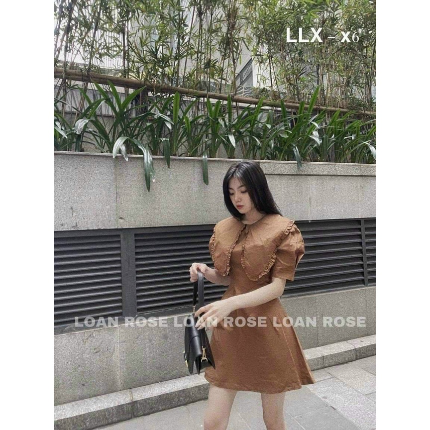 Đầm bèo lá cổ lớn tiểu thư vintage dáng xòe xinh xắn_bèo 3 màu