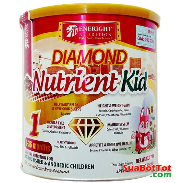 Sữa Diamond Nutrient Kid 1,2 hộp 700g dinh dưỡng cao năng lượng dành cho trẻ biếng ăn, suy dinh dưỡng, thấp còi