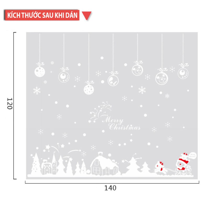 Decal Trang Trí Giáng Sinh YJ2 Noel  Decal Giáng Sinh Xe Tuần Lộc Ông Già Noel Ngôi Làng Tuyết