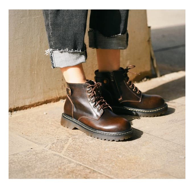 Giày da bò nữ Vintage cao cấp