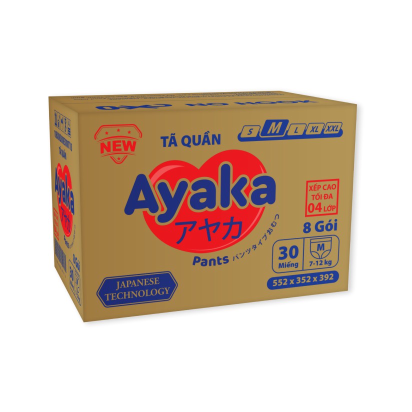 Thùng 8 gói Tã quần trẻ em AYAKA M30x8 30 miếng/gói dành cho bé 7-12kg - Thương Hiệu AYAKA - YOOSOO MALL