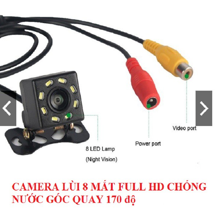 Camera lùi 8 đèn led hồng ngoại lắp xe hơi full HD