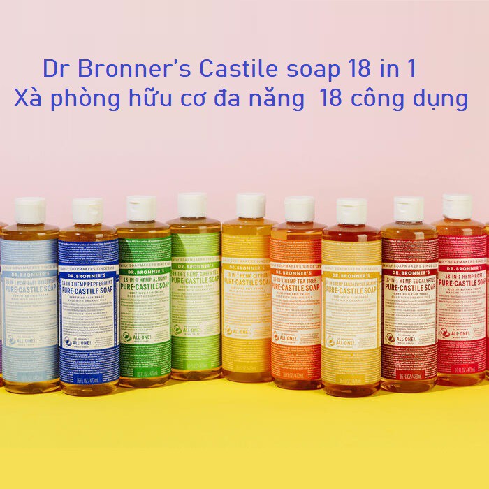 [Meoheo] Xà phòng hữu cơ đa năng Dr Bronner’s 18 công dụng - Đủ mùi Castile soap