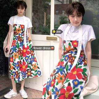 (ORDER) Váy yếm hai dây hoa tranh vẽ style vintage ngọt ngào Hàn Quốc thiết kế độc đáo (HÀNG MỚI 2020)