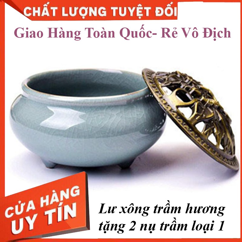 Lư xông trầm hương GỐM SỨ đỉnh đốt nhang tặng 2 nụ trầm hương loại 1 | BigBuy360 - bigbuy360.vn