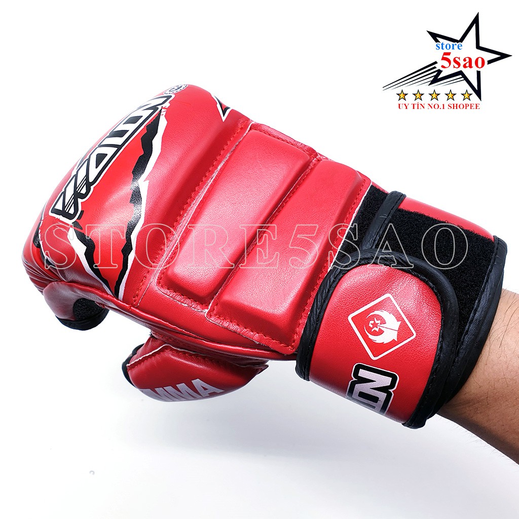 Găng tay boxing hở ngón wolon cao cấp ⚡FREESHIP⚡ Găng tay đấm bốc MMA giá rẻ hàng chất