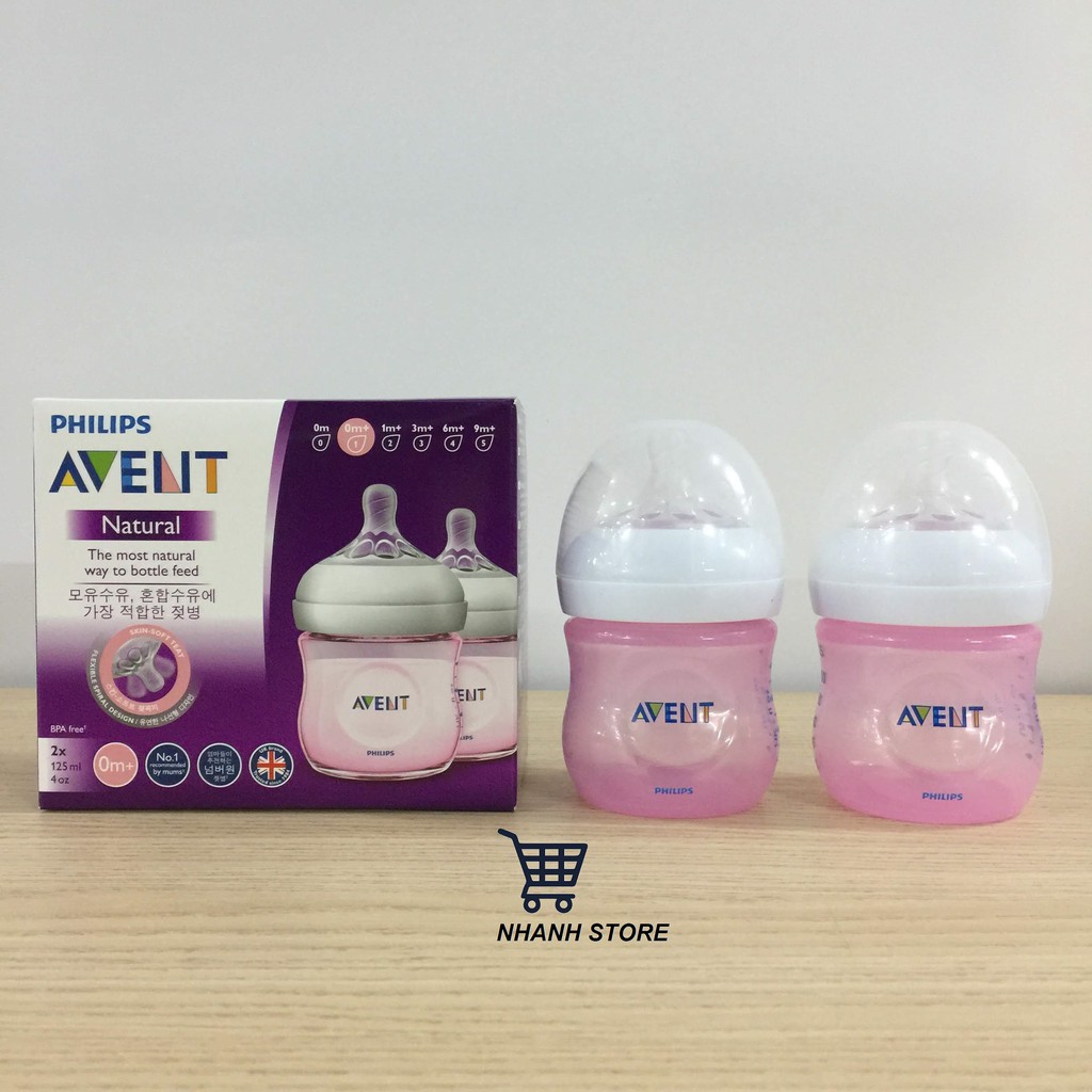 Bình sữa Philips Avent Natutal màu hồng 125ml