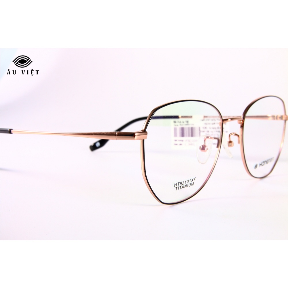 Gọng kính titanium Hangten HT-92131 màu vàng hồng Full box