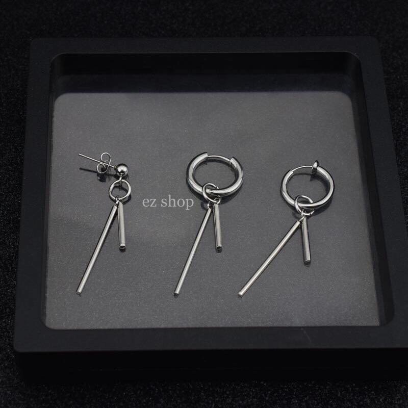 Khuyên tai vòng phối charm thời trang hàn quốc thép y tế không gỉ