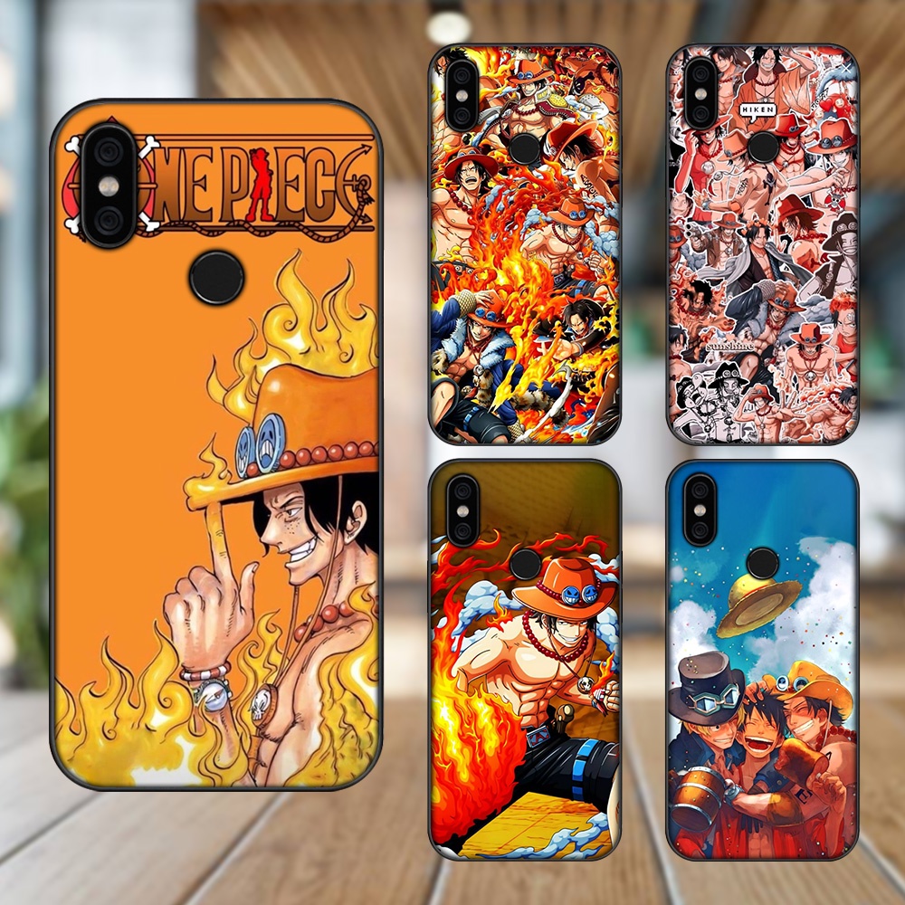 Ốp lưng Xiaomi Mi A2, Redmi 6X viền đen in hình Ace One Piece