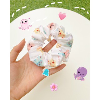 Cột tóc scrunchies charm , nơ bạch tuộc dễ thương